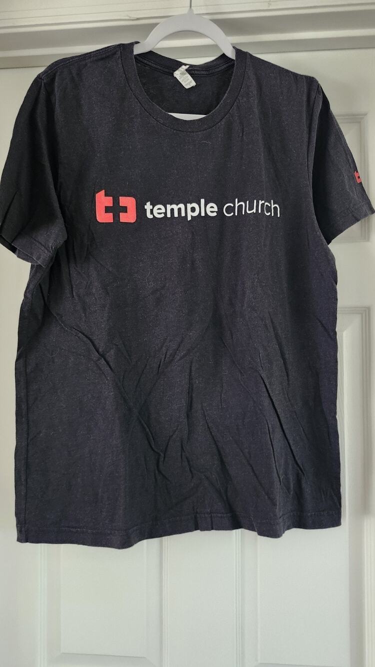 Temple Church Graphic T-Shirt Charcoal Gray Bella Canvas Men's Size L #590